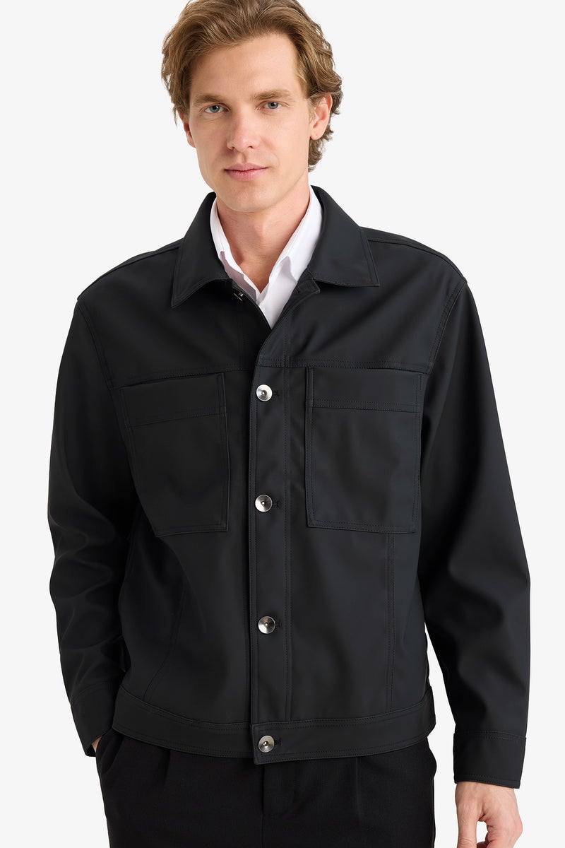 DeFacto Black Man Oversize Fit Shirt Collar Waterproof Jacket Casual - Image 1